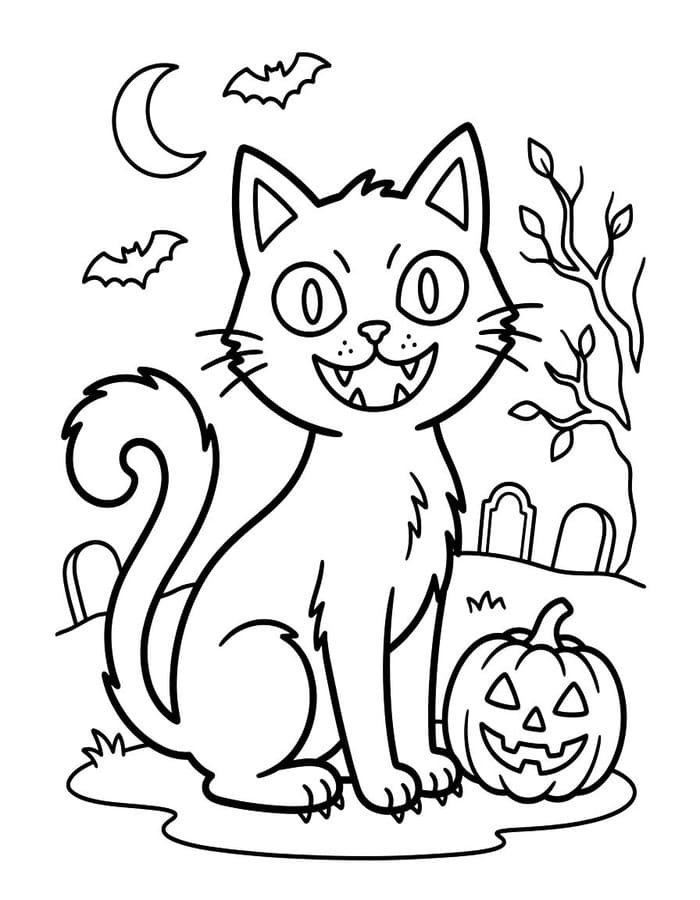 Halloween Macska nyomtatható gyerekeknek