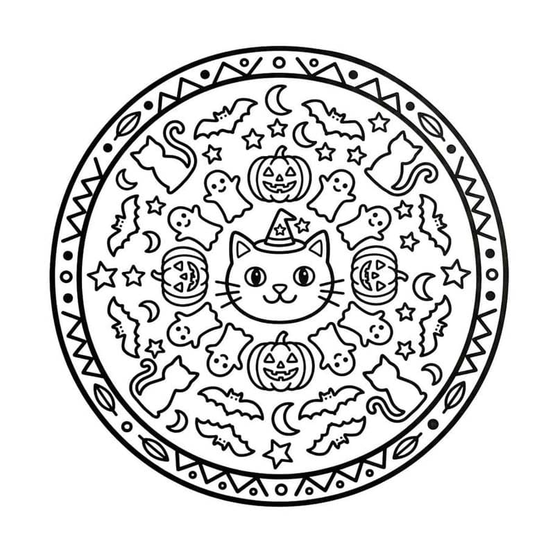 Halloween Mandala ingyenesen gyerekeknek