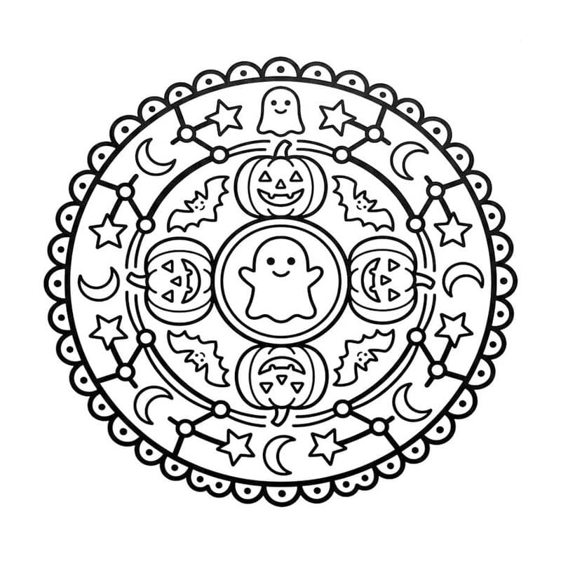 Halloween Mandala ingyenesen nyomtatható alapvető