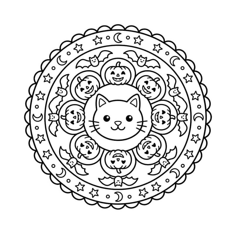 Halloween Mandala ingyenesen nyomtatható gyerekeknek