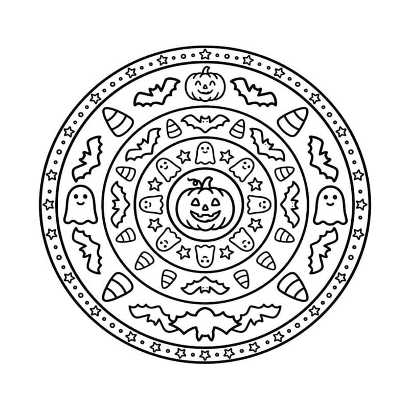 Halloween Mandala ingyenesen nyomtatható