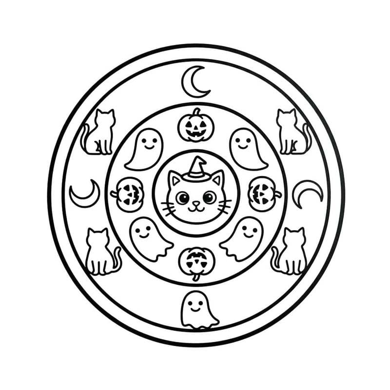 Halloween Mandala nyomtatható gyerekeknek